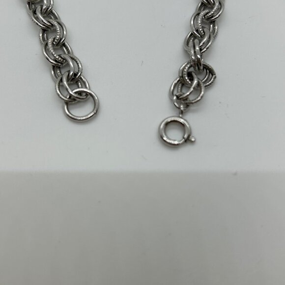 Vintage Chunky Silver-tone Chain Necklace Double Link Statement Chainmaille 20" - Picture 12 of 14